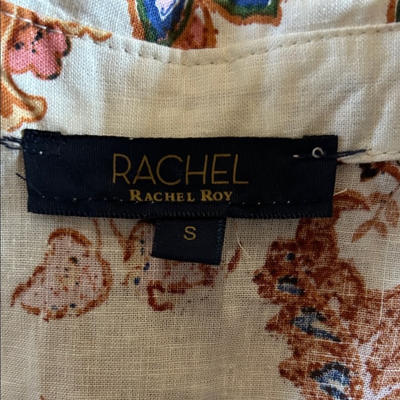 EUC RACHEL Rachel Roy Cream and rust Brown Floral cropped Top - Picture 2 of 11
